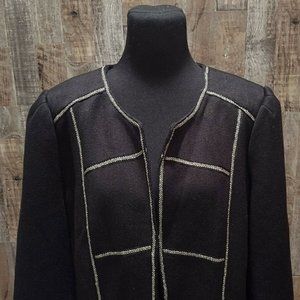 NWT CHICOS BLACK METALLIC GOLD TRIM WOMENS BLAZER JACKET CHICOS SZ 3 XL 16 NEW